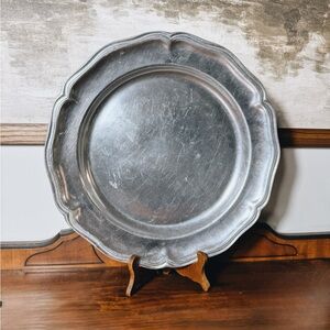 Vintage Scalloped Pewter Plate